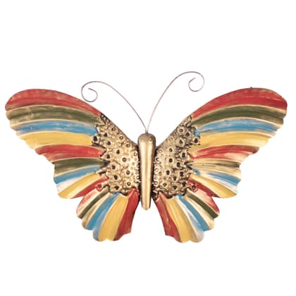 Kezevel Metal Butterfly Wall Decor -  Handcrafted Metal Wall Art - Multicolour Metal Wall Hanging with Hook for Home Decor - Size 48.3X2.54X45 CM