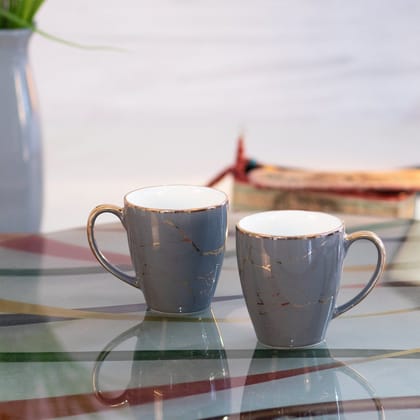 Premium Porcelain Grey and Gold Marble Finish - 6 Pcs Mug Set Serves as Tea Cups, Coffee Cups, Tea Mugs, Coffee Mugs