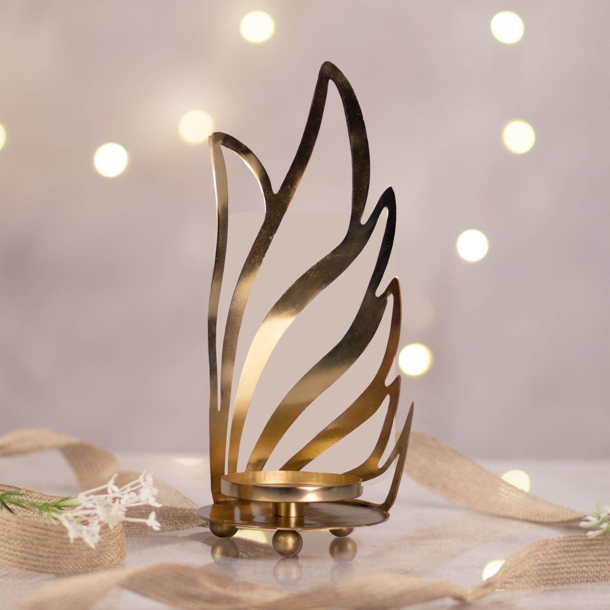 Kezevel Decorative Metal Candle Stand - Artistic Swan Shaped Golden Candle Holders for Home Decoration, Table Decor, Room Decor, Size 9.2X9.2X24.5 CM