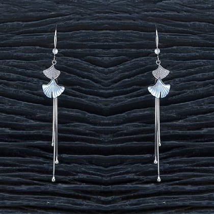 FISH FIN TASSEL EARRINGS- RHODIUM