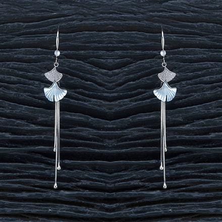 FISH FIN TASSEL EARRINGS- RHODIUM