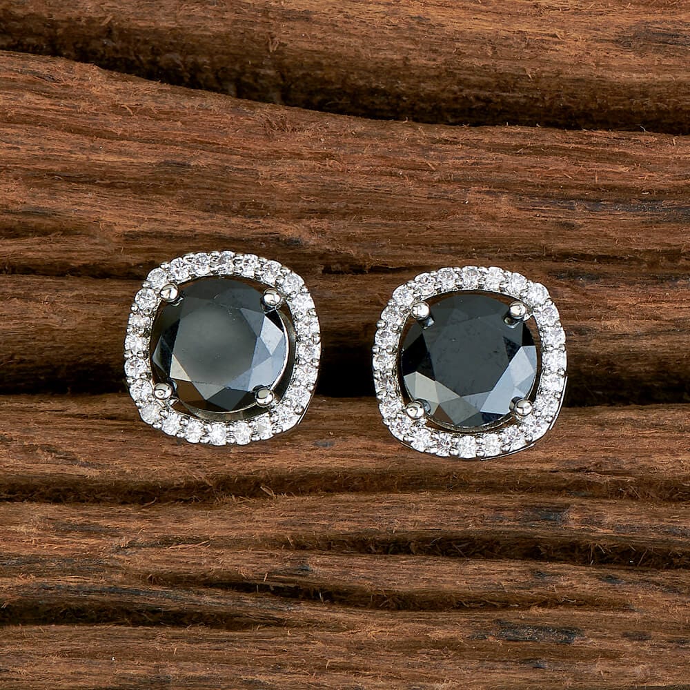 BLACK Cz STUDS with Rhodium Plating