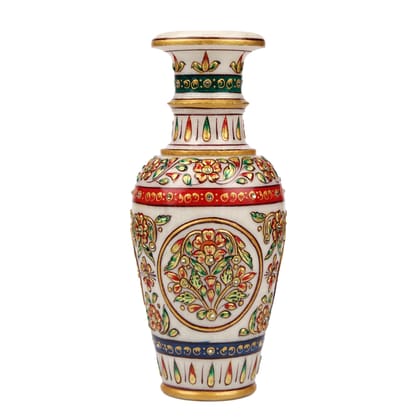 Tribes India Marble Meenakari Flower Vase Big (23 CM)