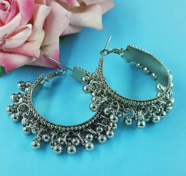 Unique Flower Pattern Design Hoop Earrings Zinc Alloy Silver - Temu