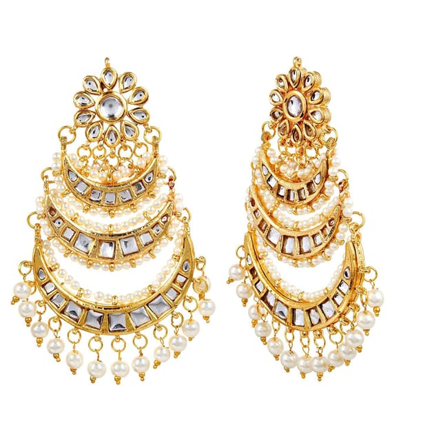 Buy Rajasthan Gems Fashion Traditional Bridal Indian Long Earrings Gold  Plated With Crystal & Pearl at Amazon.in