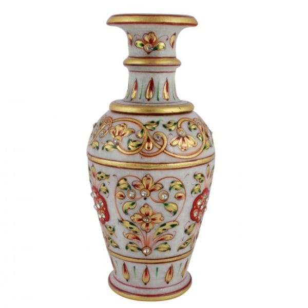 Tribes India Meenakari Marble Flower Vase Small D5