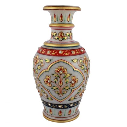 Tribes India Meenakari Marble Flower Vase Small D4