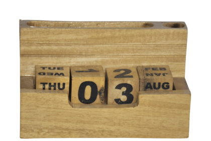 Wooden calendar pen stand