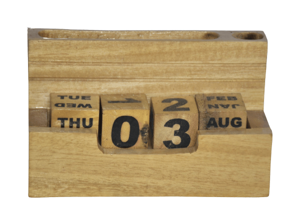 Wooden calendar pen stand