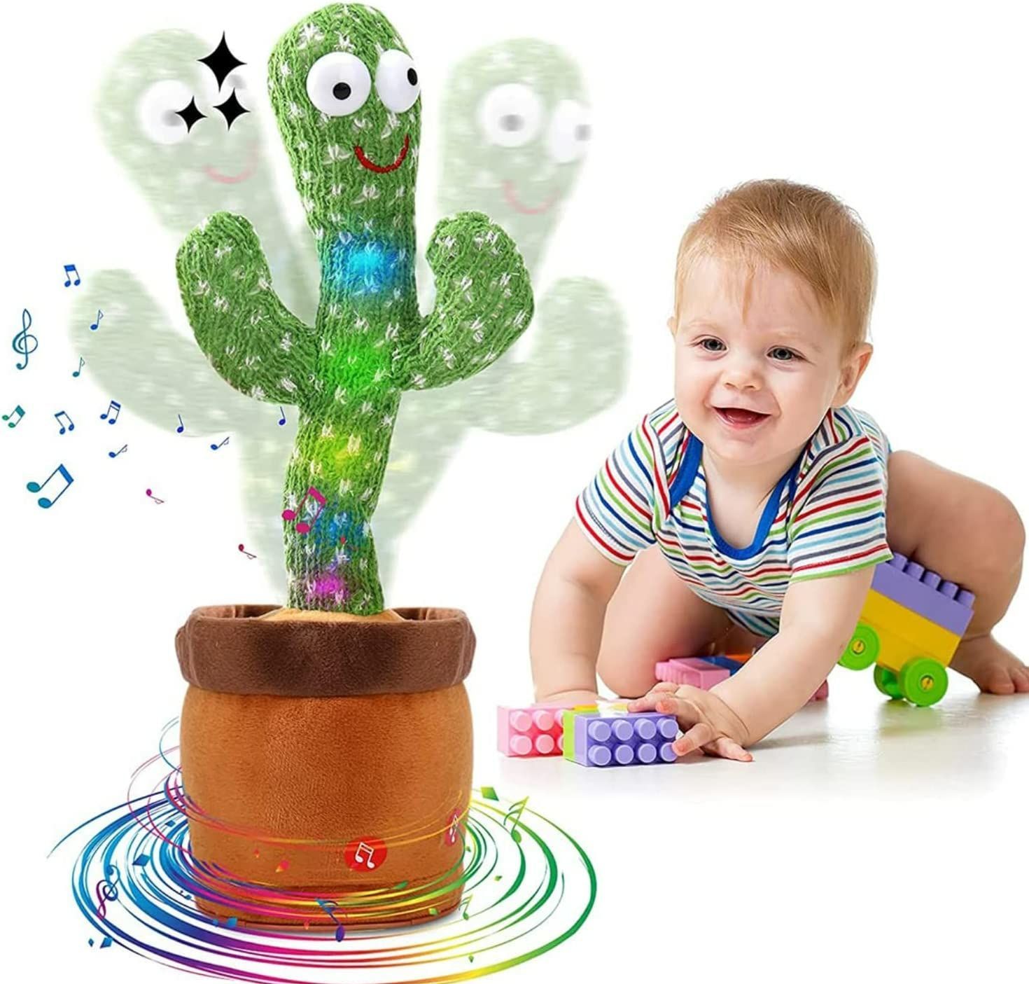 Dancing Cactus Toy | Talking, Wriggle Singing Mimicking -Repeat What You Say with LED