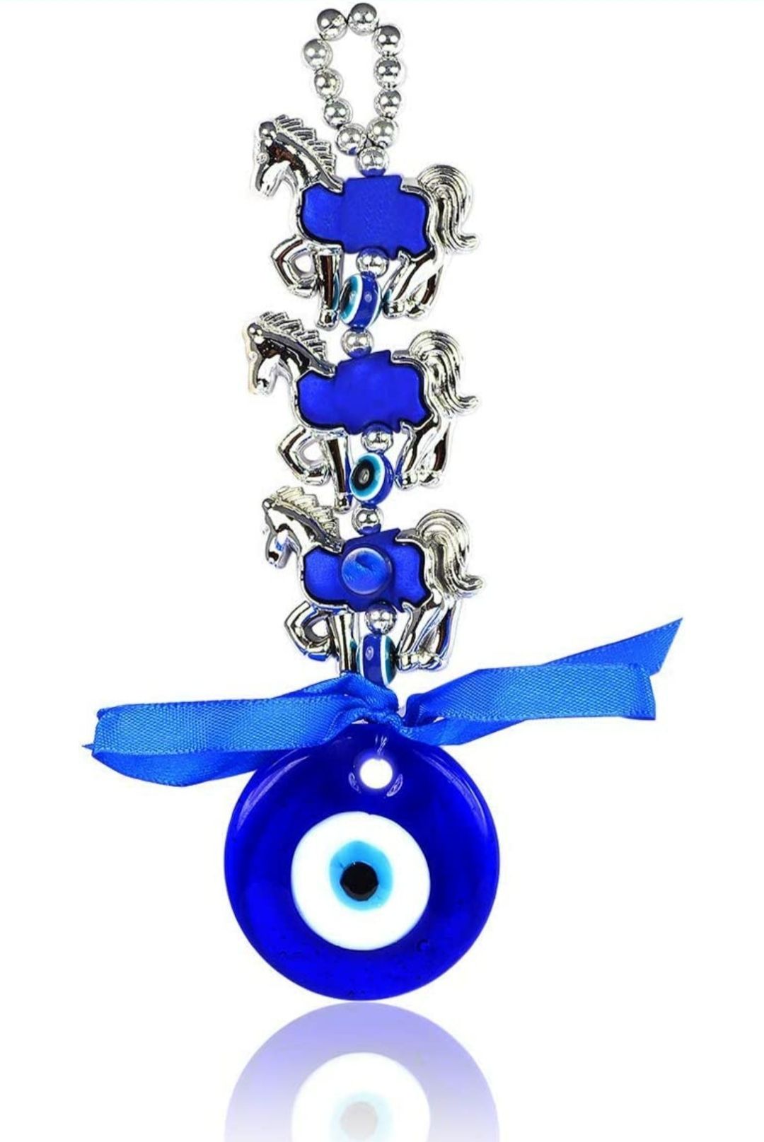 Evil Eye Wall Hanging with Three Horse for Good Luck Prosperity Zodaic Success Health Wealth Office Home Decor & Car (Three Horse),Glass