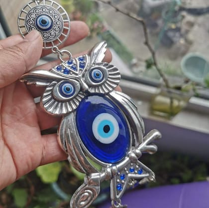 Big Size Evil Eye Hanging for Home Decoration, Lucky Owl Showpieces for Home Decor Nazar Battu for Home Protection, Good Luck Charm and Prosperity at Office and Home