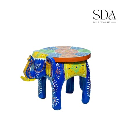 Wooden Elephant Stool, Hand Painted Elephant Stool, Rajasthani Home Decor Handicraft, Home Decorative Items in Bedroom, Living Room