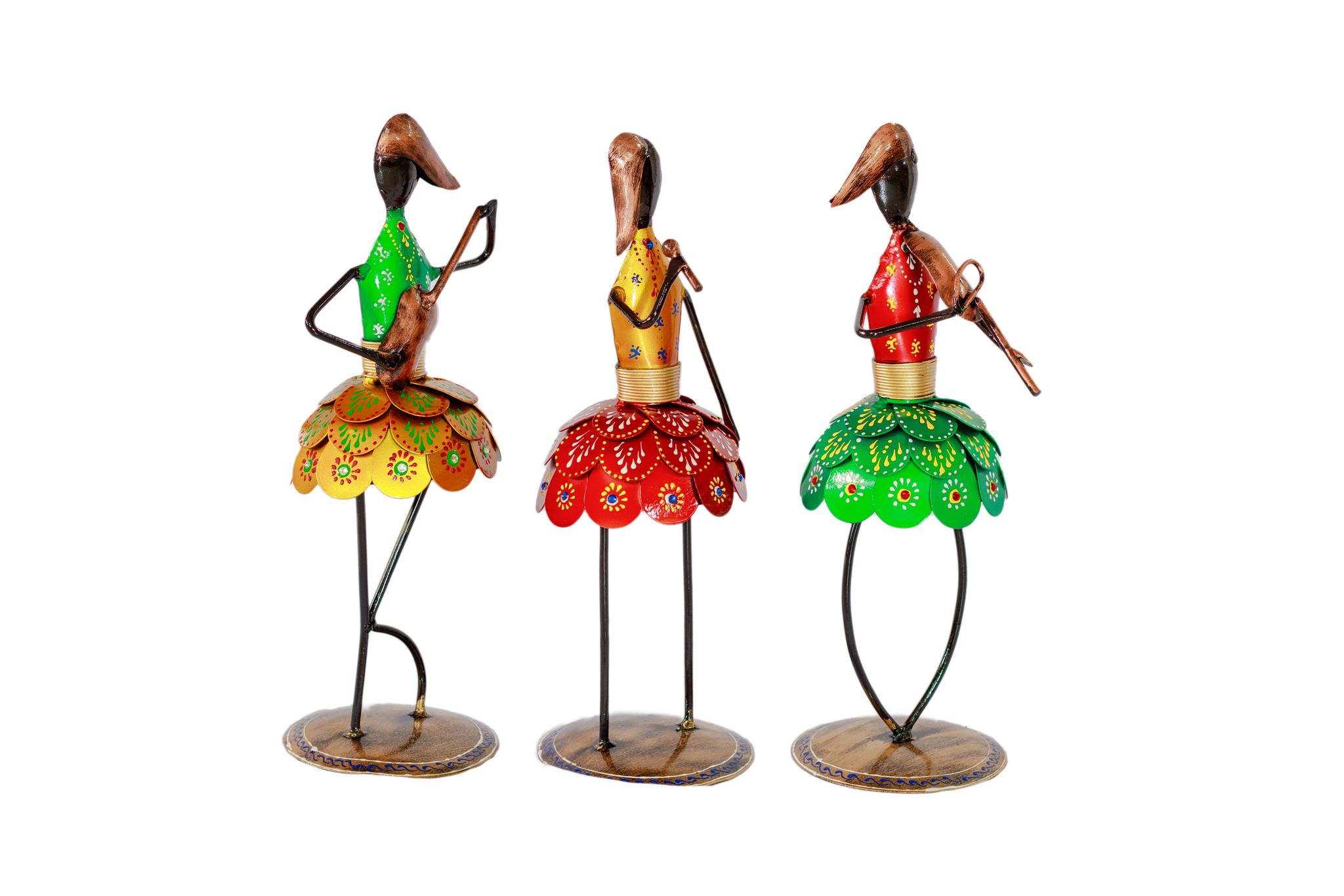 Metal Handicraft Dancing Dolls Musicians Table decor Set Of Three Pieces