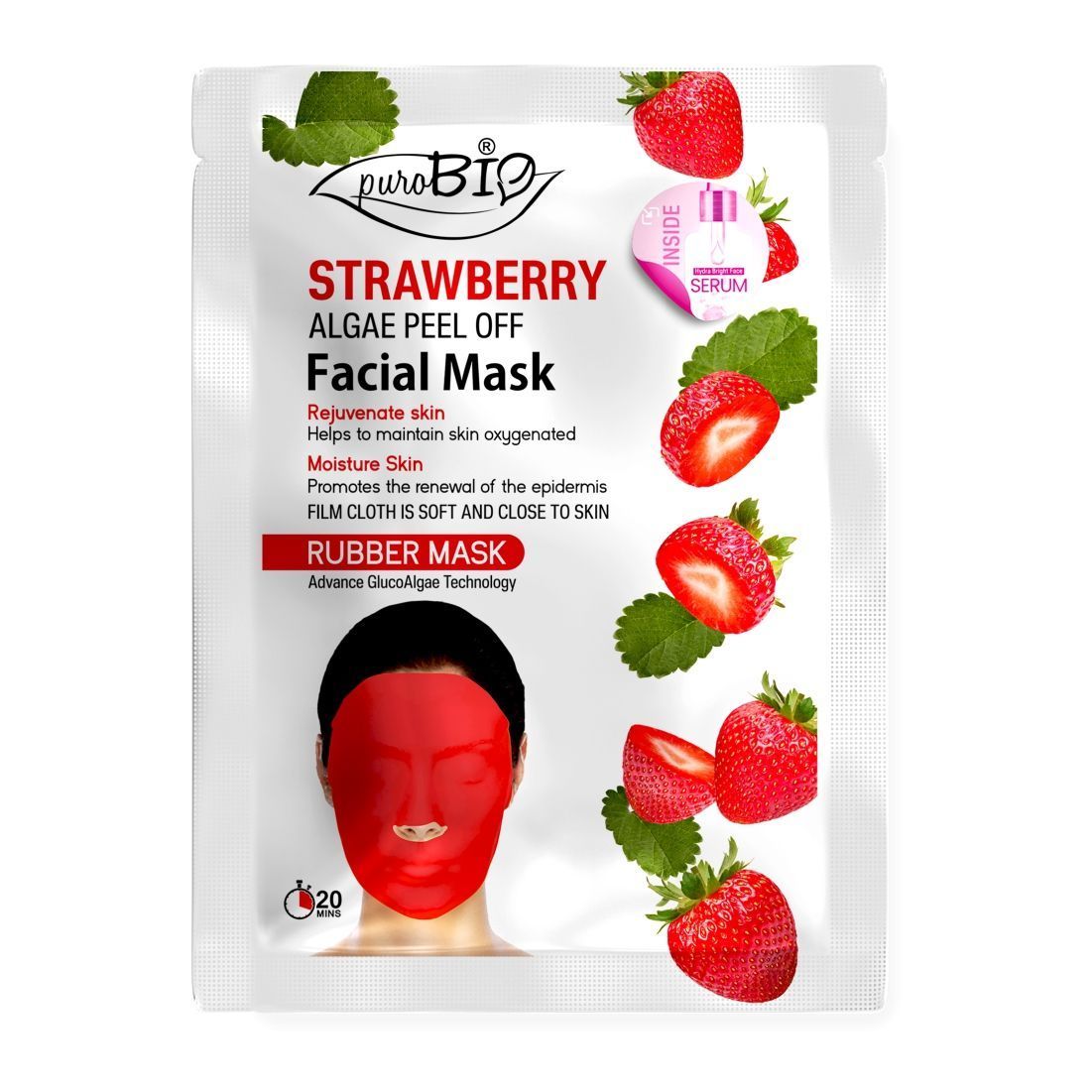 Purobio Strawberry Glucoalgae Peel Off Facial Mask Kit