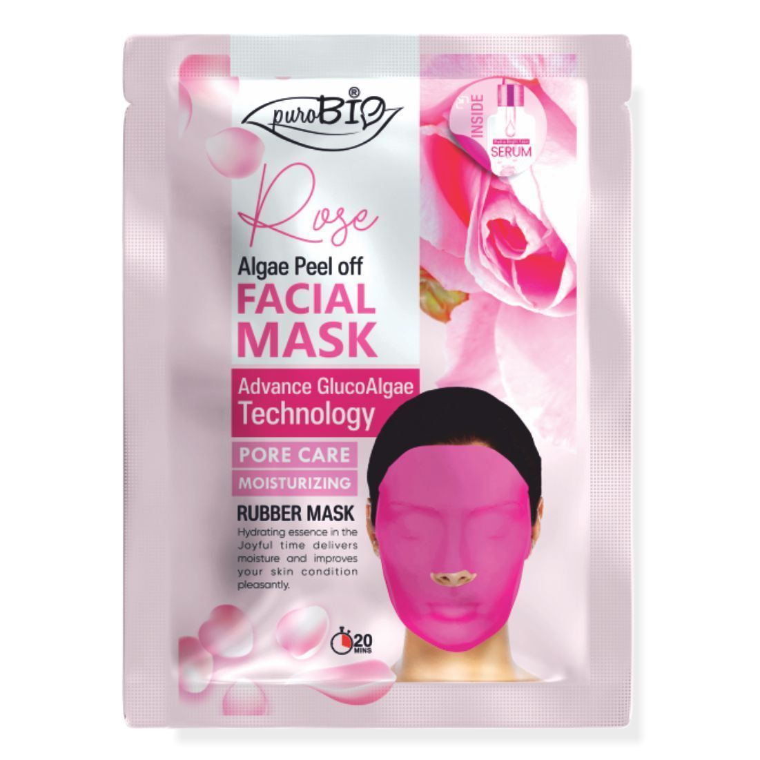 Purobio Rose Glucoalgae Peel Off Facial Mask Kit