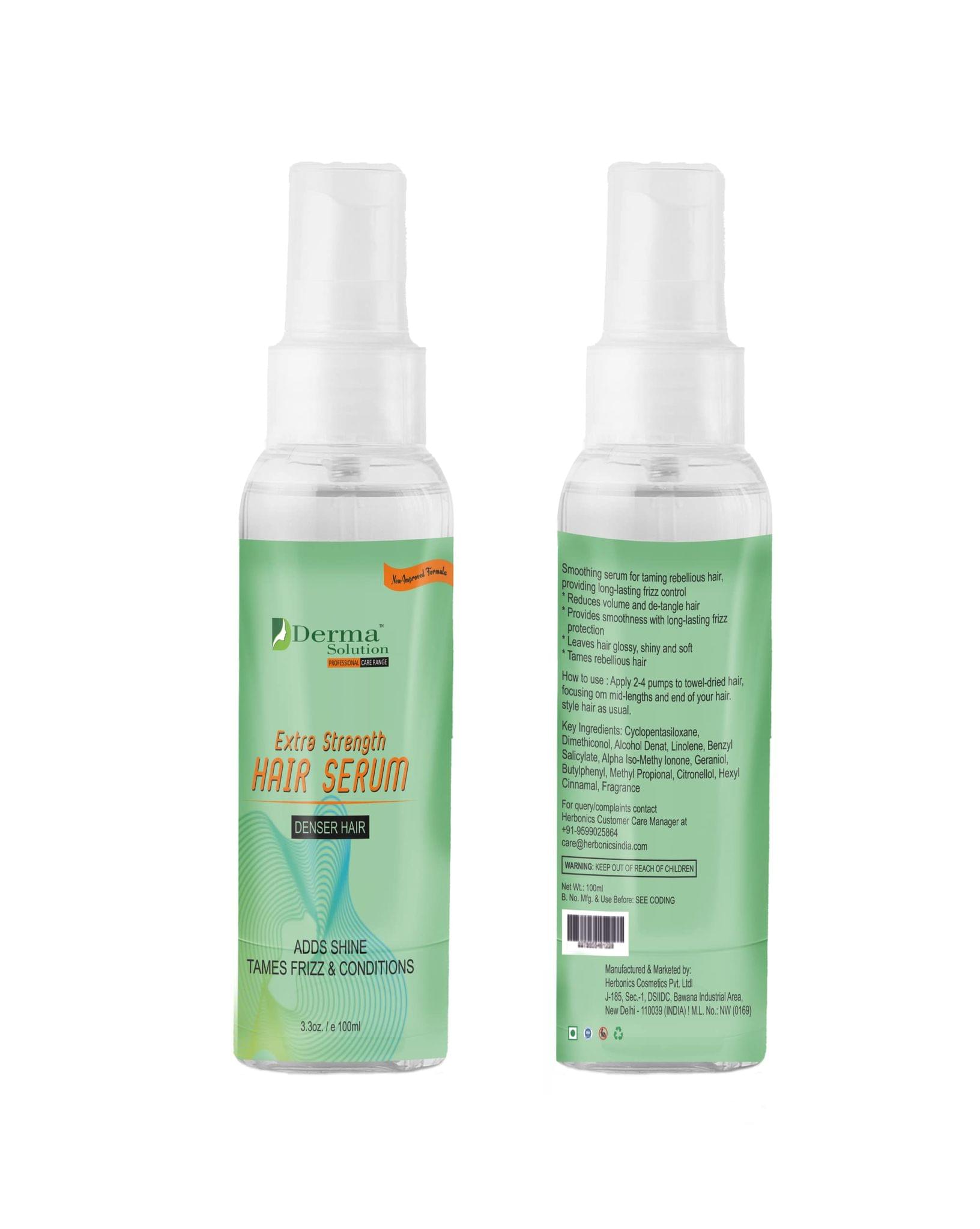 Derma Solution Hair Serum | Protection & Shine | Control Frizz & Flyaways | Promotes Hair Growth | Anti-Dandruff | Anti-Hair Fall | Long Lasting Results - 100ml