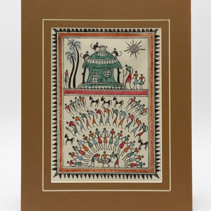 Authentic Classic Indian Traditional Unframed Hand Made Saura Painting (45.36X114.31)