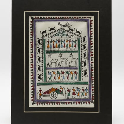 Authentic Classic Indian Traditional Unframed Hand Made Saura Painting (45.36X114.31)