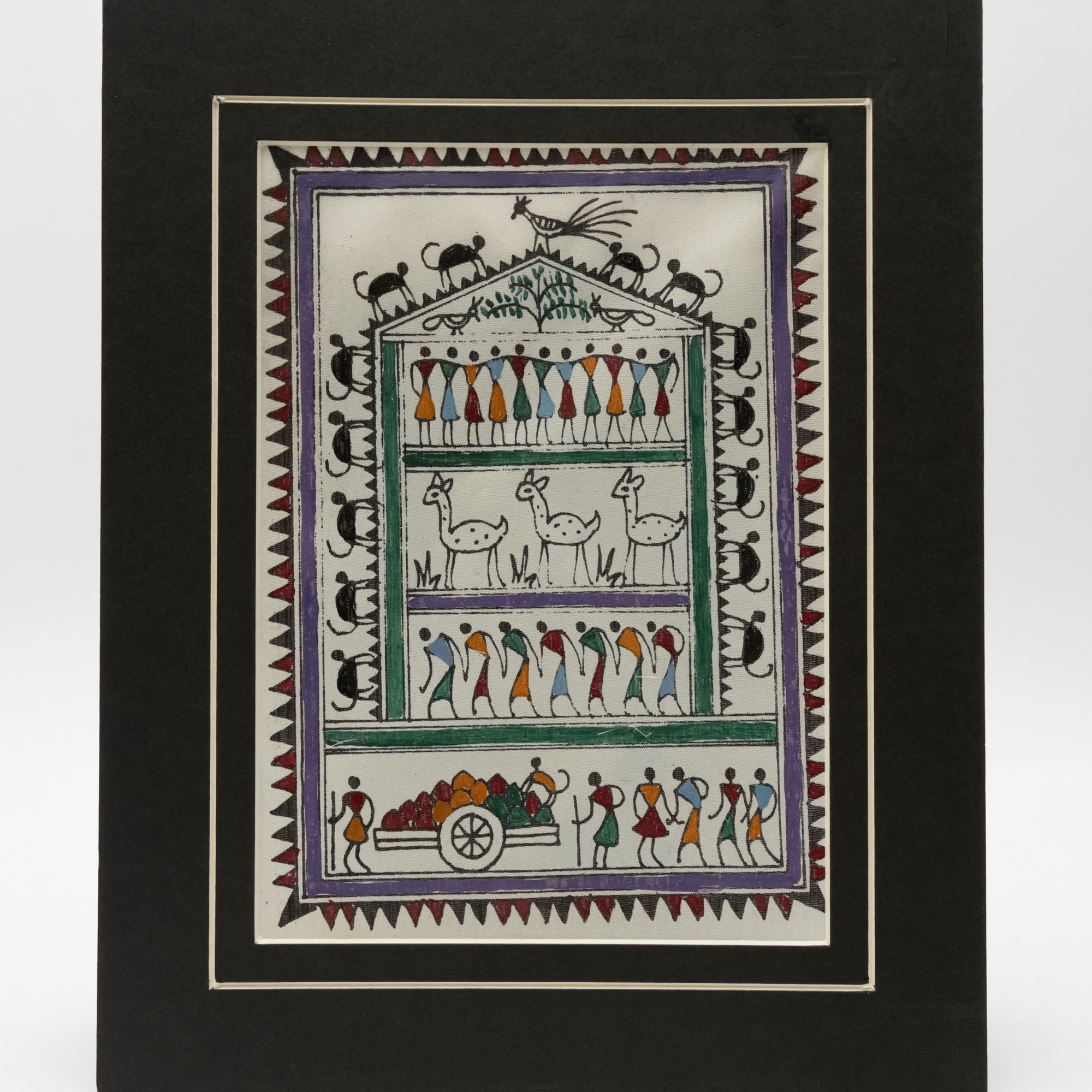 Authentic Classic Indian Traditional Unframed Hand Made Saura Painting (45.36X114.31)