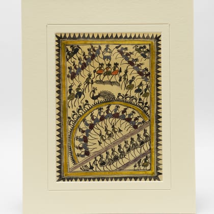 Authentic Classic Indian Traditional Unframed Hand Made Saura Painting (45.36X114.31)