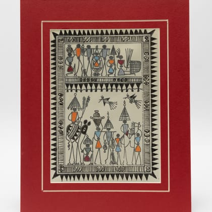 Authentic Classic Indian Traditional Unframed Hand Made Saura Painting (45.36X114.31)