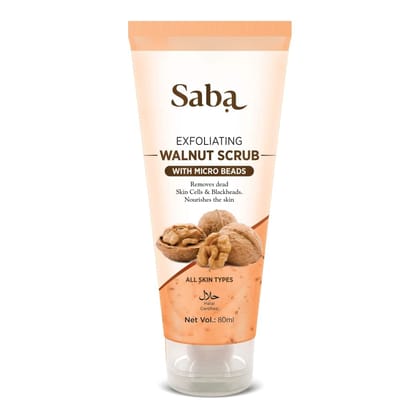 Saba Walnut Scrub | 100 ml | With Natural Powdered Kashmiri walnut shell | Exfoliates and Revitalizes the Skin, Bye Bye Black heads(pack of 3 units)