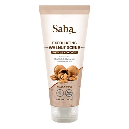 Saba Exfoliating Walnut Body & face Scrub,Help Revive Dry Skin, Polishes & Nourishes Skin, Body, Face,Foot Scrub - Fights Acne Scars, Stretch Marks, Fine Lines & Wrinkles, For Women & Men Facial Scrub 100 ml