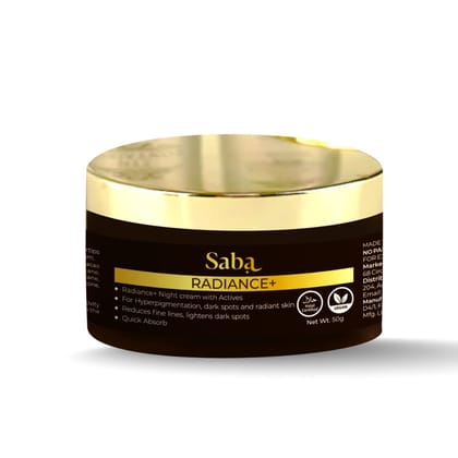 Saba Radiance+ Night Gel Cream with Niacinamide, Cocoa Extract & Actives | 50g