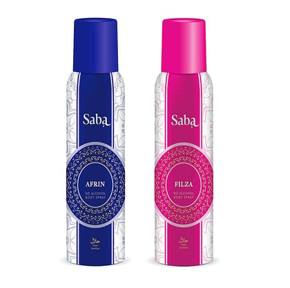 Saba Afrin Filza Deodorant No Alcohol Body Spray Combo Pack of 2