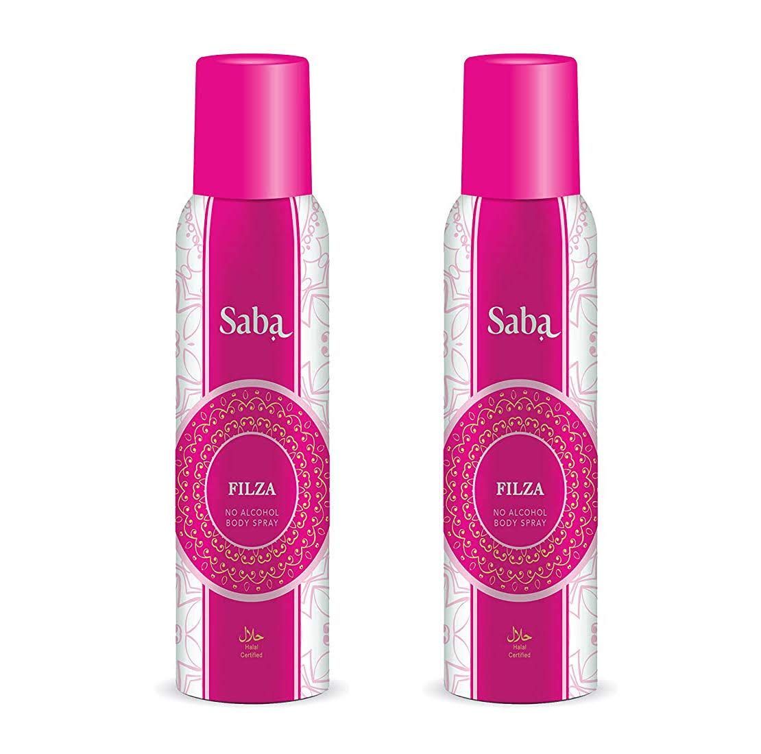 Saba Filza Deodorant No Alcohol Body Spray Combo Pack of 2