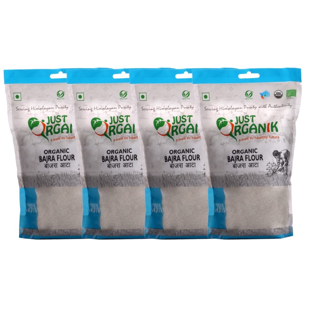 Just Organik Bajra Flour 2 Kg (4x500g), 100% Organic Product