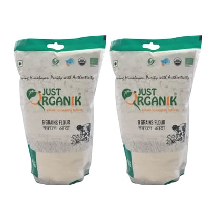 Just Organik 9 GRAINS FLOUR 2 KG (2 X 1 KG), 100% Organic Product