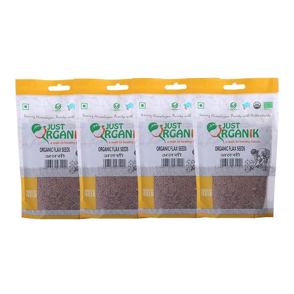 Just Organik Flax Seeds 800 gm(4 x 200gm), 100% Organic