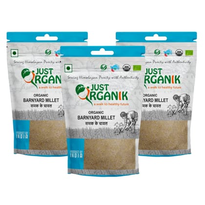 Just Organik Barnyard Millet (Jhangora/ Samak ke chawal/Kuthiravalli) - 1.5 Kg ( 3 x 500g), 100% Organic