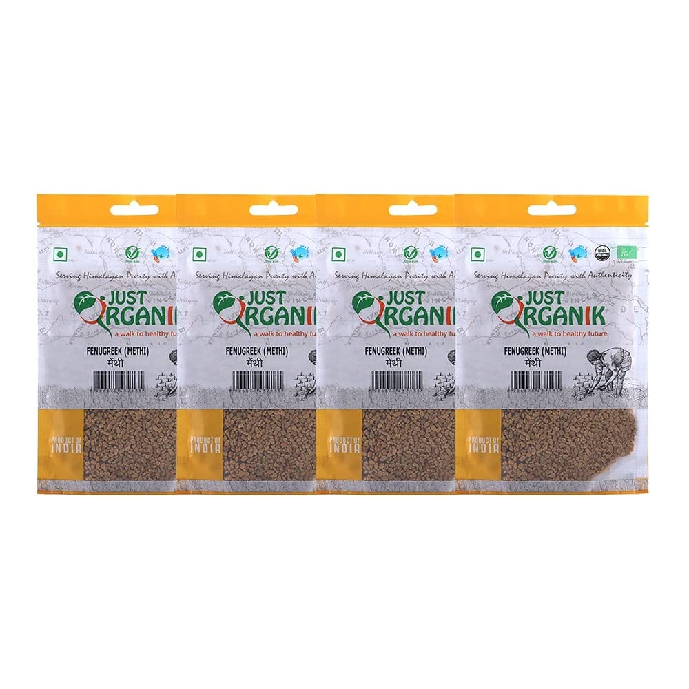 Just Organik Fenugreek (Methi Dana) - 400gm(4 x 100gm), 100% Organic