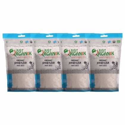 Just Organik Jowar Flour 2 Kg (4x500g), 100% Organic Product