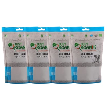 Just Organik RICE FLOUR 2 KG (4 X 500 G), 100% Organic Product