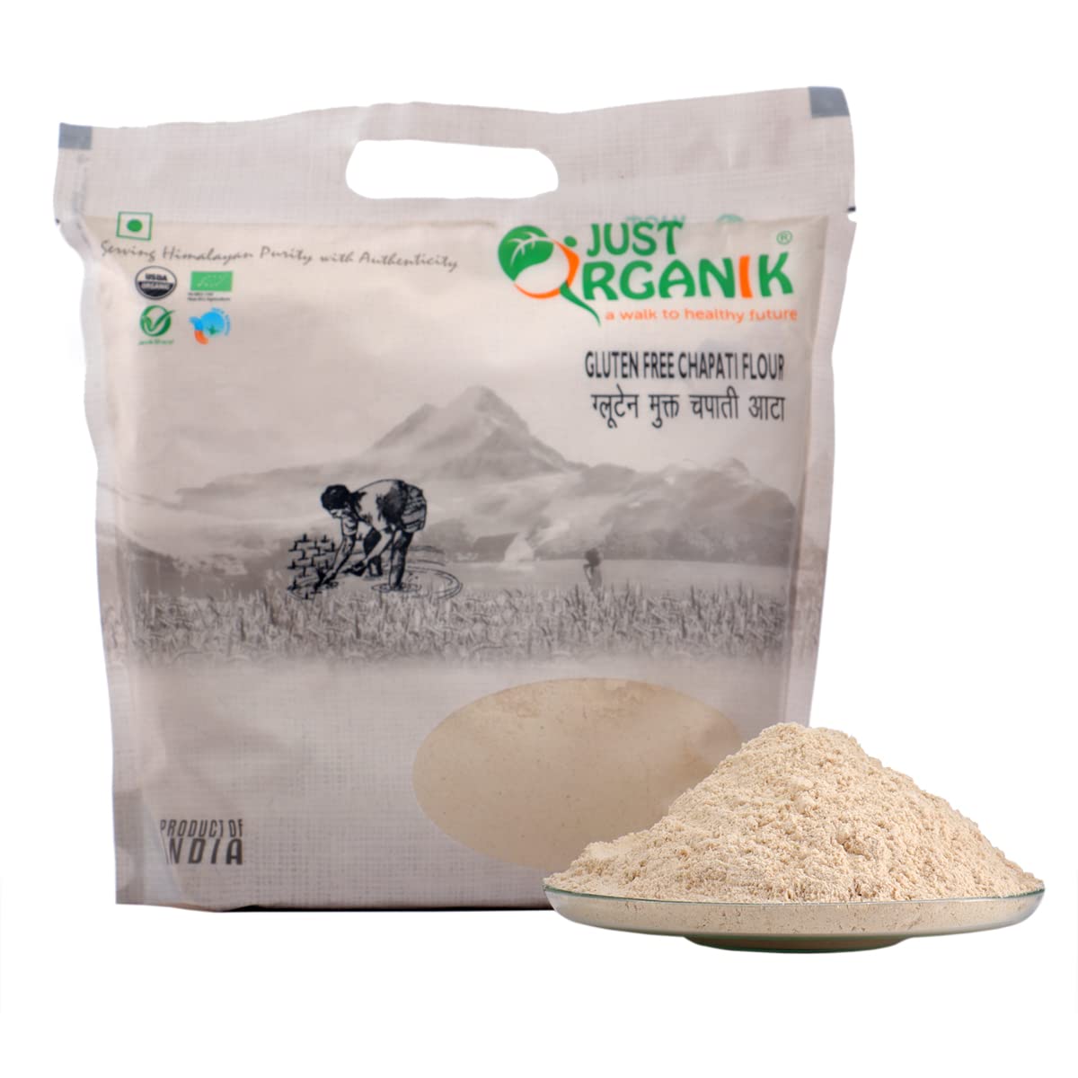 JUST ORGANIK, Gluten Free Flour � 1.5 kg | 100% Organic | Atta | Gluten Free Atta | Flour | 100% Natural Ingredients | USDA Certified