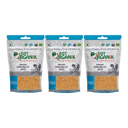 JUST ORGANIK, Kodo Millet � 1.5 Kgs (3 * 500 grams) | 100% Organic | USDA Certified | Kodri | Kodra | Varagu | Hark | Arikelu | Kodo Millet | Millet Rice