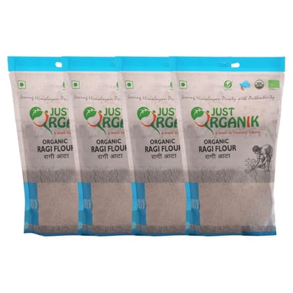 JUST ORGANIK, Ragi Flour 2kg (4 * 500 grams) | Ragi Atta | Finger Millet Flour | Nachni Atta | 100% Natural