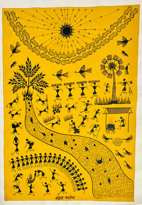 WARLI PAINTING ON CLOTH 16'x22'