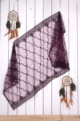 Women Net Embroidered  Dupatta (Color :- Purple)