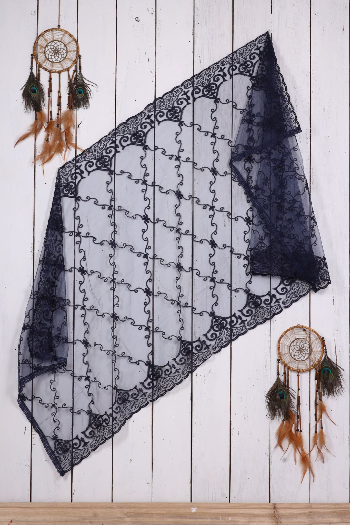 Women Net Embroidered  Dupatta (Color :- Blue)
