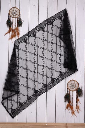 Women Net Embroidered  Dupatta (Color :- Black)