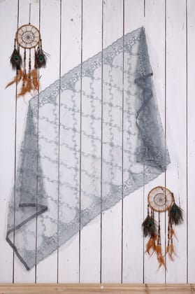 Women Net Embroidered  Dupatta (Color :- Grey)