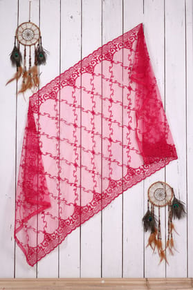 Women Net Embroidered  Dupatta (Color :- Rani-Pink)