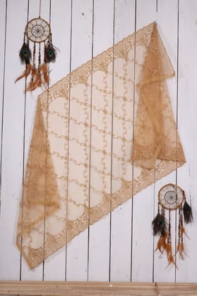 Women Net Embroidered  Dupatta (Color :- Chiku)