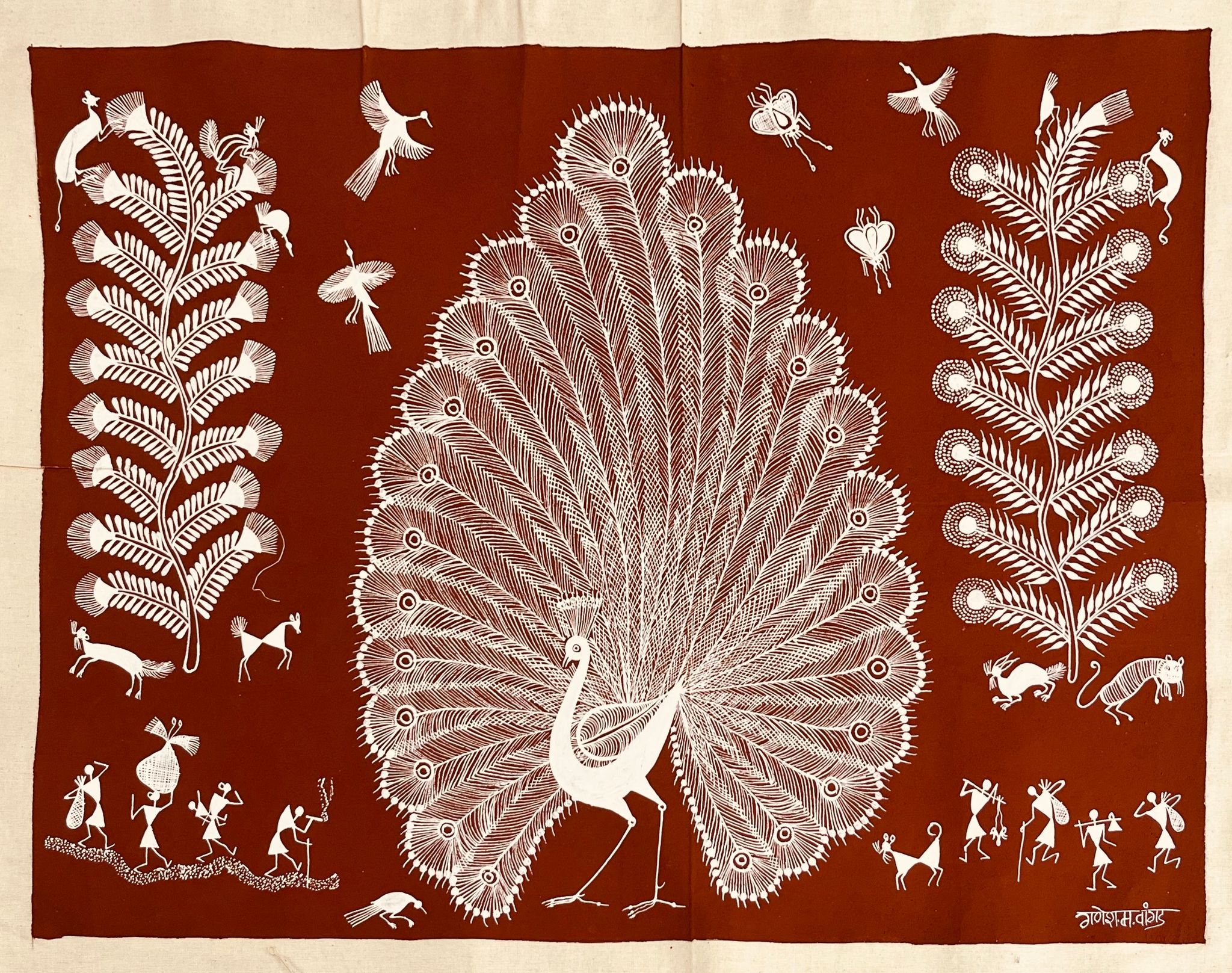 WARLI PAINTING ON CLOTH 22'x16'