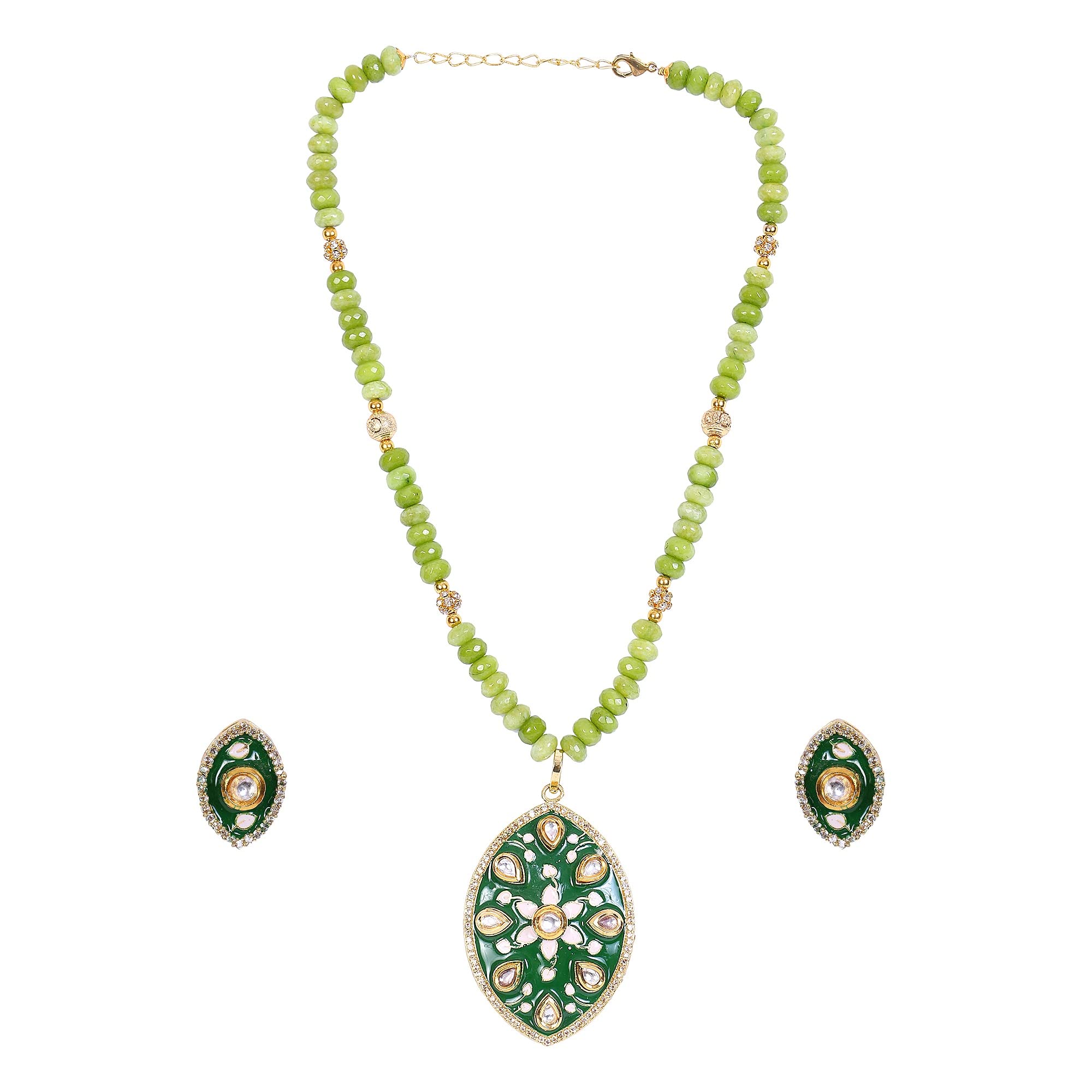 Unique Dazzling Beads Green Jade Beads Jewelry Set